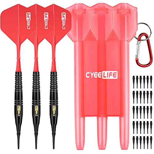 CyeeLife 18 Gr. Soft Dartpfeile mit Dart case und Zusätzliche Dart Spitzen (Rot) von CyeeLife