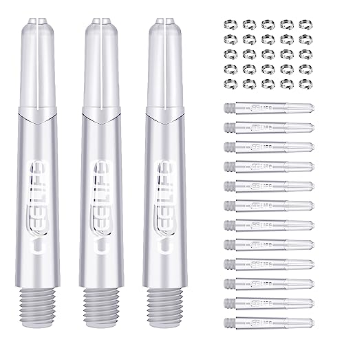 CyeeLife 48mm Kunststoff Dart Schäfte 15 Stück mit 20 Schaftringe Ring aus Metall,2BA PC Dartpfeile Zubehör von CyeeLife