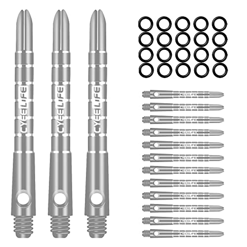 CyeeLife Aluminum Dart Schäfte 15 Stück,2BA Dartpfeile Stems 48mm Silbrig von CyeeLife