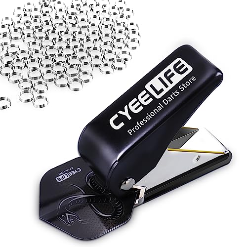 CyeeLife Dart Flight locher mit 100 stück O Ringe aus Metall,Dart zubehör,Markenqualität (Schwarz) von CyeeLife