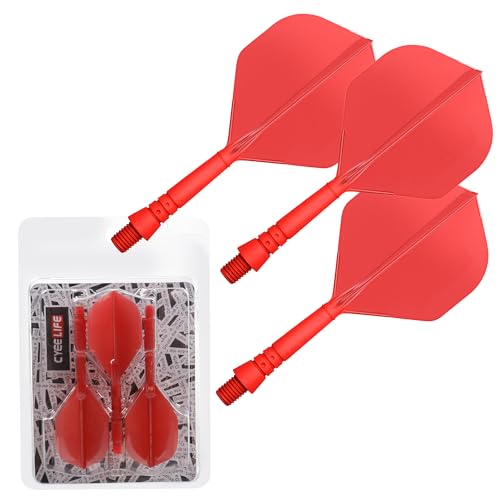 CyeeLife Dartschäfte und Dart Flights aus einem Stück Dartpfeile Zubehör Dart shafts und Flights,Dart zubehör,3er-Set (Rot-2BA) von CyeeLife