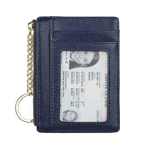 Cynure Damen Slim Minimalist Kartenhalter Münzwechsel Geldbörse Schlüsselanhänger Fronttasche Geldbörse mit Ausweisfenster, Marineblau, Einheitsgröße von Cynure