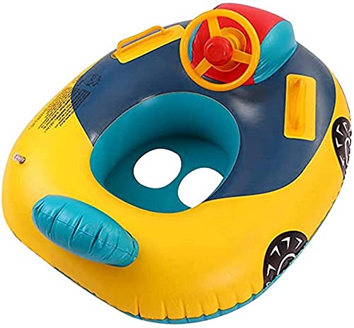 Aufblasbare Baby Schwimmring für Kinder 1-5 Jahre, Baby Auto Schwimmsitz mit Lenkrad Schwimmen Float Ring Kleinkinder Schwimmtrainer Schwimmhilfe Ride-On Kinderboot Schwimmbad Schwimmreifen von Cysocool