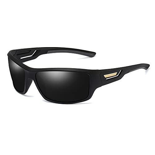 Cyxus Fahrradbrille Polarisiert Sonnenbrille Herren Damen UV400 für Reisen Fahren Angeln Golf （1070 Schwarz） von Cyxus