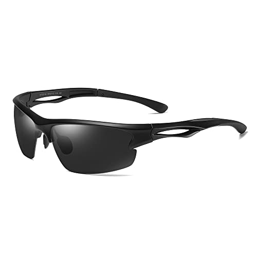 Cyxus Fahrradbrille Polarisiert Sonnenbrille Herren Damen UV400 für Reisen Fahren Angeln Golf （1071 Schwarz） von Cyxus