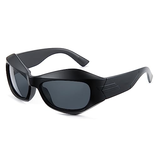 Cyxus Y2K Sonnenbrille Polarisiert Sonnenbrille Wrap-Around Rahmen UV400 Schutz für Radsport Reisen Fahren Angeln Golf（1096 Schwarz） von Cyxus