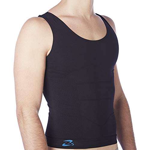 CzSalus Figurformendes Herren-Unterhemd aus Bio-Fir Emana®, mit Schlankheits-Effekt (schwarz, XXL) von CzSalus