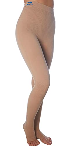 CzSalus Lange Strumpfhose, schlank machende Kompressions-Leggings (25-30 mmHg) Unterstützung Lipödem-Lymphödem POTS (Nude, XL) von CzSalus