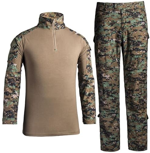 Czen Herren Tactical Shirt Militär Hemden Langarm Shirts Hosenanzüge Airsoft BDU Shirt Paintball Camouflage Outfit (CLSM, 3XL) von Czen