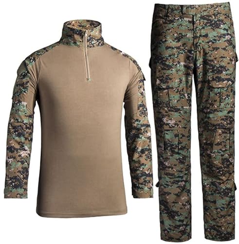 Czen Herren Tactical Shirt Militär Hemden Langarm Shirts Hosenanzüge Airsoft BDU Shirt Paintball Camouflage Outfit (CLSM, XL) von Czen