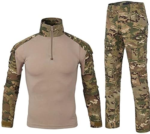 Czen Herren Tactical Shirt Militär Hemden Langarm Shirts Hosenanzüge Airsoft BDU Shirt Paintball Camouflage Outfit (Cp, XL) von Czen