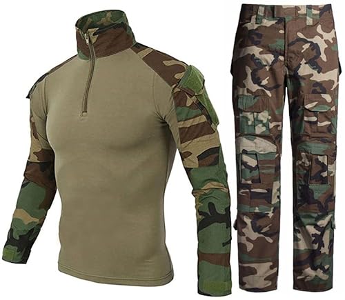 Czen Herren Tactical Shirt Militär Hemden Langarm Shirts Hosenanzüge Airsoft BDU Shirt Paintball Camouflage Outfit (CpCL, 3XL) von Czen