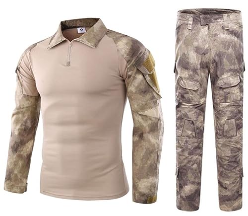 Czen Herren Tactical Shirt Militär Hemden Langarm Shirts Hosenanzüge Airsoft BDU Shirt Paintball Camouflage Outfit (FxH, XL) von Czen