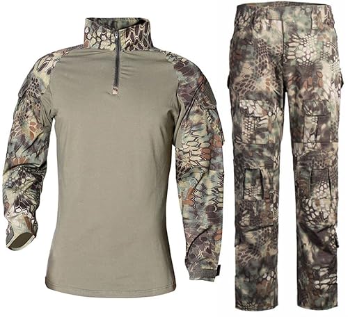 Czen Herren Tactical Shirt Militär Hemden Langarm Shirts Hosenanzüge Airsoft BDU Shirt Paintball Camouflage Outfit (LMW, S) von Czen