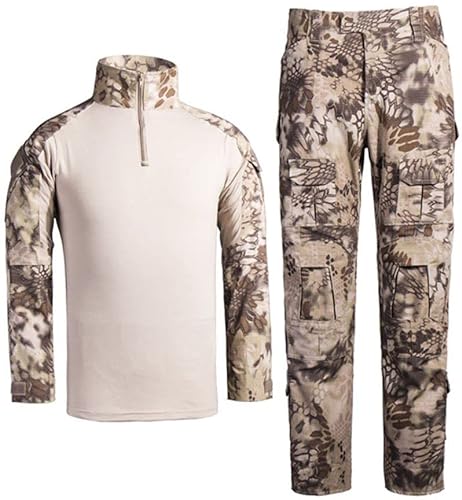 Czen Herren Tactical Shirt Militär Hemden Langarm Shirts Hosenanzüge Airsoft BDU Shirt Paintball Camouflage Outfit (ZMW, L) von Czen
