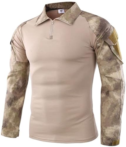 Czen Herren Taktisches Hemd Military Combat Shirts 1/4 Reißverschluss Langarm T-Shirt Outdoor Tarnhemden für Airsoft Paintball Wandern, FxHuang, XXL von Czen