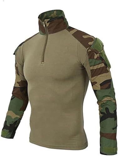 Czen Herren Taktisches Hemd Military Combat Shirts 1/4 Reißverschluss Langarm T-Shirt Outdoor Tarnhemden für Airsoft Paintball Wandern, clmc, 3XL von Czen