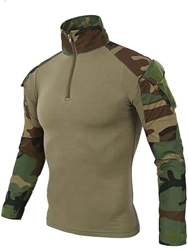 Czen Herren Taktisches Hemd Military Combat Shirts 1/4 Reißverschluss Langarm T-Shirt Outdoor Tarnhemden für Airsoft Paintball Wandern, clmc, S von Czen