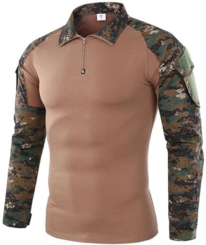 Czen Herren Taktisches Hemd Military Combat Shirts 1/4 Reißverschluss Langarm T-Shirt Outdoor Tarnhemden für Airsoft Paintball Wandern, clsm, 3XL von Czen