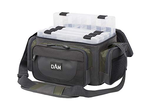 D-A-M Dam Spinning Bag M, Angeltasche für Spinnangler mit 4 Köderboxen (27x18x5cm) von D-A-M