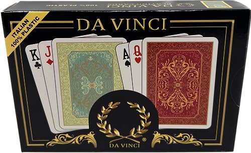 DA VINCI Persiano, italienische Spielkarten, 100 % Kunststoff, 2 Decks, Poker-Größe, regulärer Index, mit Hartschalenkoffer und 2 Karten von DA VINCI