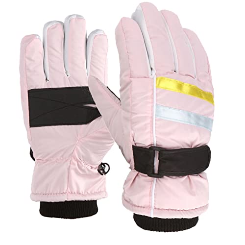 Kinder Winterhandschuhe Winddicht Warme Skihandschuhe Winter Warme Wasserdicht Handschuhe Thermal Winterhandschuhe Verdickt Schneehandschuhe Outdoor Handschuhe für Junge Mädche (Pink-b, One Size) von DABASHAN