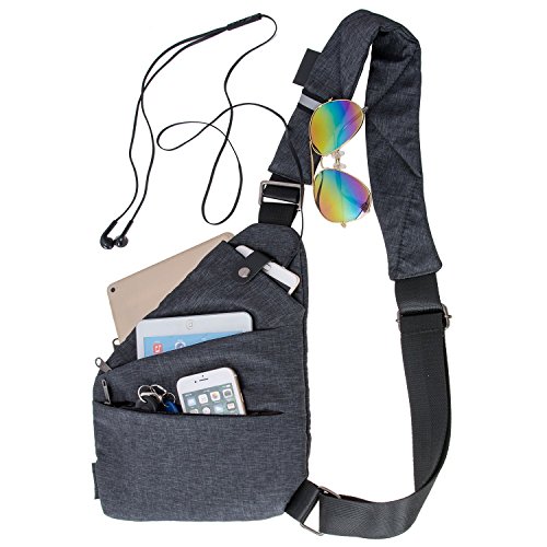 DAFROH Unisex Brusttaschen wasserdichte Oxford Multi-Pocket Messenger Taschen Kleine Leinwand Chest Pack für Reisen Wandern Outdoor Sportarten (Recht - Oxford Tuch) von DAFROH