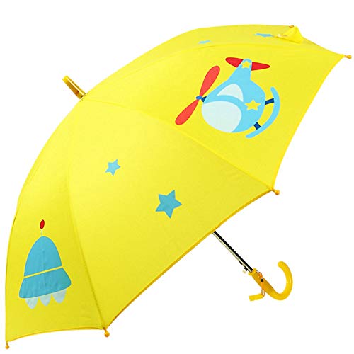 Kinderregenschirm für Jungen und Mädchen, Kindergarten Stockschirm Kinderschirm Regenschirm mit Griff Gelb von DAIHAN