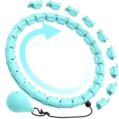 DAILIENFUS Hula Hoop Reifen Erwachsene, Hula Hoop mit Gewicht Kugel,Hula Hoop Reifen Erwachsene 2-3 kg, Hulahupreifen für effizientes Abnehmen Hula Hoop für Erwachsene und Kinder(Cyan) von DAILIENFUS
