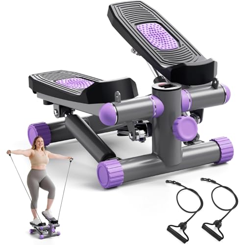 Stepper für Zuhause, Mini Stepper 150kg mit Power Ropes, Up-Down Swing steper Hometrainer mit LCD Display, 2 in 1 Einstellbarer Widerstand Trainingsgerät für Beine/Arme/Gesäß Training von DAILIENFUS