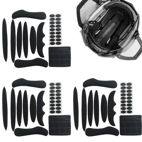 90 Stück (3 Sets) Helmpolster Schaumstoff, Universal Ersatz Helm Polster Zubehör, Antikollisionsfutter Fahrradhelm Pads für Fahrräder und Motorradhelme(Schwarz) von DALAETUS