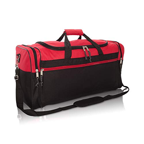 DALIX Extra große Reisetasche für den Urlaub, 63,5 cm (Schwarz, Grau, Marineblau, Rot, Camouflage), rot, XL von DALIX