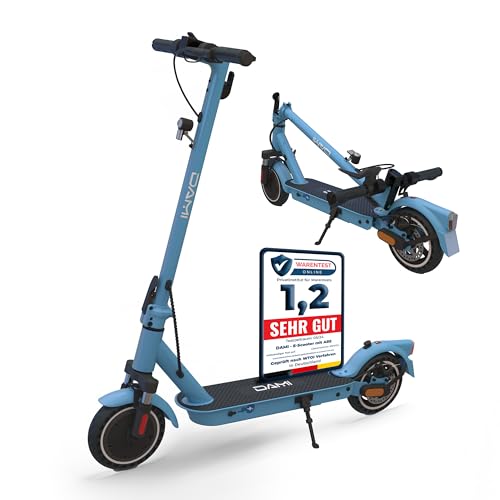 DAMI E-Scooter mit Straßenzulassung (ABE): leicht tragbarer und Faltbarer Elektroroller mit 400-W-Motor, doppelter Stoßdämpfung, IP54-zertifizierte. Ausgestattet mit Dualbremssyste (Blau) von DAMI
