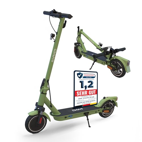 DAMI E-Scooter mit Straßenzulassung (ABE): leicht tragbarer und Faltbarer Elektroroller mit 400-W-Motor, doppelter Stoßdämpfung, IP54-zertifizierte. Ausgestattet mit Dualbremssyste (Grün) von DAMI