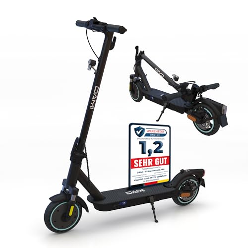 DAMI E-Scooter mit Straßenzulassung (ABE): leicht tragbarer und Faltbarer Elektroroller mit 400-W-Motor, doppelter Stoßdämpfung, IP54-zertifizierte. Ausgestattet mit Dualbremssyste (Schwarz) von DAMI