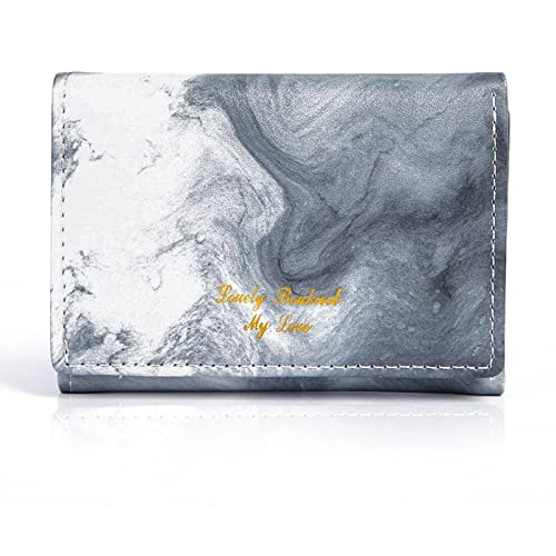 DANXIAN Geldbörse Damen klein, Portemonnaie Damen Klein Leder Bifold Brieftasche Handtasche, Weich Bequem Kleiner Geldbeutel Damen mit Viel Kartenfächer (Grau) von DANXIAN