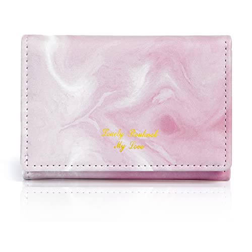 DANXIAN Geldbörse Damen klein, Portemonnaie Damen Klein Leder Bifold Brieftasche Handtasche, Weich Bequem Kleiner Geldbeutel Damen mit Viel Kartenfächer (Rosa) von DANXIAN