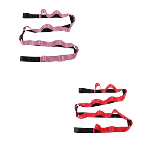 DAOFEUK 2 Stück Fitness-Stretchband, 200 x 2,5 cm, Multi-Ring-Dehnungsband, verschleißfest, multifunktional, 10 Schlaufen, Übungswerkzeug (01) von DAOFEUK