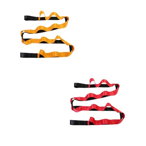 DAOFEUK 2 Stück Fitness-Stretchband, 200 x 2,5 cm, Multi-Ring-Dehnungsband, verschleißfest, multifunktional, 10 Schlaufen, Übungswerkzeug (05) von DAOFEUK