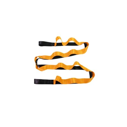 DAOFEUK Fitness-Stretchband, 200 x 2,5 cm, Multi-Ring-Dehnungsband, verschleißfest, multifunktional, 10 Schlaufen, Übungswerkzeug (gelb) von DAOFEUK