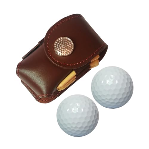 DAOFEUK Golftasche, kleine Golfballtasche, Vintage, praktisch, kleine Gürteltasche, Zubehör, wasserdicht und langlebig, geeignet für Golfbälle (1, braun) von DAOFEUK