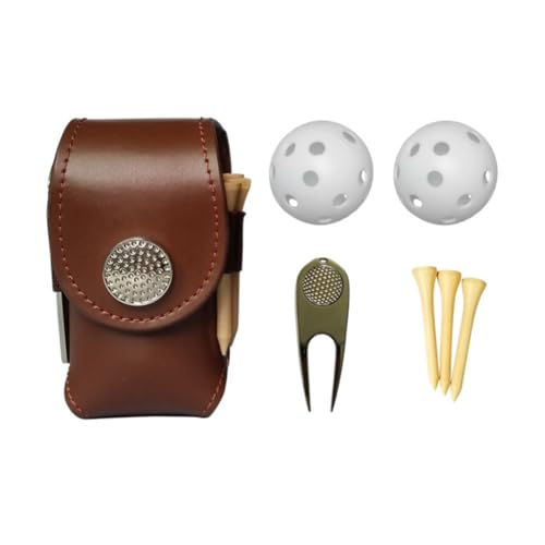 DAOFEUK Golftasche, kleine Golfballtasche, Vintage, praktisch, kleine Gürteltasche, Zubehör, wasserdicht und langlebig, geeignet für Golfbälle (2, braun) von DAOFEUK