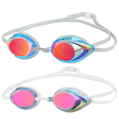 DARIDO Schwimmbrille, Schwimmbrillen 2er Pack UV-Schutz Kein Auslaufen Anti-Beschlag Triathlon Wettbewerb Schwimmbrille Für Erwachsene, Männer, Frauen, Jugendliche, Kinder von DARIDO