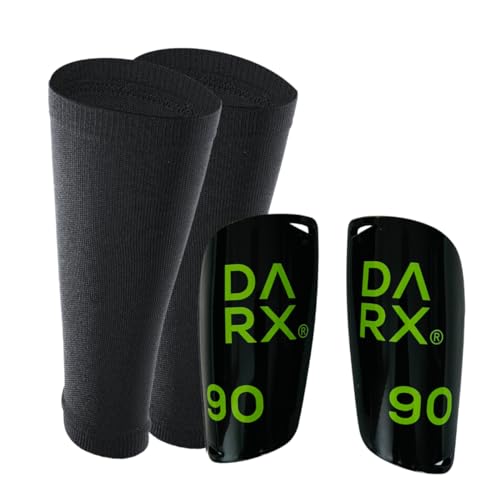 DARX® - Innovatives Schienbeinschoner Set - Leichter Schienbeinschoner I Spezial Schonerhalter - Perfekter Halt ohne Tape oder Klett für Kinder - Jugendliche - Erwachsene - M Neongreen von DARX