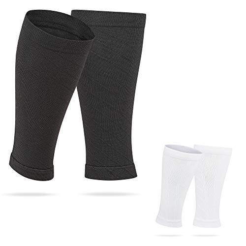 DARX® - 2 Paar - Fussball Schienbeinschonerhalter I Ultimativer Halt der Schienbeinschoner I Wadenbandage, Kompressionsstutzen, Laufstrümpfe, Sport I schwarz & weiß (Unisex/Wadenumfang 30-40 cm) von DARX