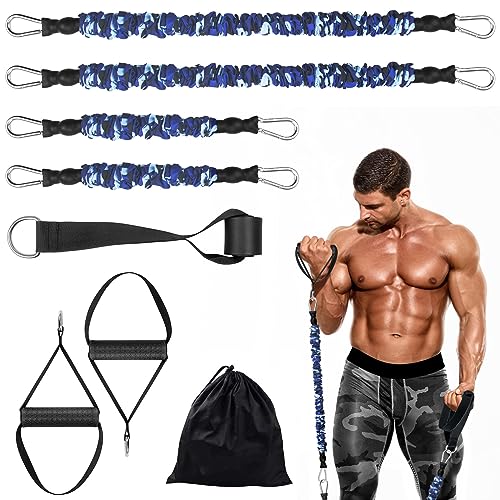 DASKING Naturlatex Widerstandsbänder Set, 4 Expander Tubes, Griffe, 50lbs Fitnessbänder Home Gym Workout Fitness Resistance Bands für Krafttraining, Muskelaufbau, Physiotherapie, Pilates von DASKING