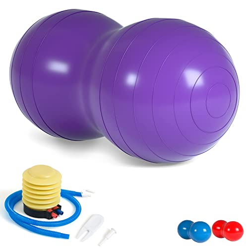 DASKING Yoga Ball Gymnastikball Sitzball und Fitnessball Pilatesball Yoga Erdnussball Peanut Ball 90 x 45 cm (Lila) von DASKING