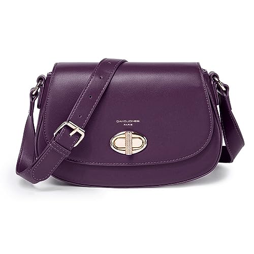 DAVID JONES - Damen-Umhängetasche – Handtasche mit Kreuzschulter, Kunstleder – Tasche mit Klappdeckel Drehkreuz – elegante Stadttasche für Telefon, Arbeit, Reisen, Abendmode, violett, one size, von David Jones