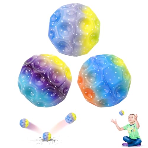 DAWRIS 3 Stück Moon Ball, Hohe Sprünge Gummiball Space Ball Moonball, EIN Knallendes Geräusch Machen, 7 cm Flunkyball Bounce Ball Bouncing Ball für Kinder (Sternenmuster) von DAWRIS
