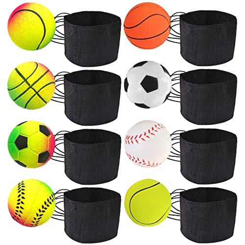 DBAILY Springball mit Schnur 8 PCS Ø 47mm Handgelenk Return Ball Ball mit Gummiband Ball mit Schnur für Kinder Erwachsen, Fußball, Basketball, Softball, Baseball von DBAILY